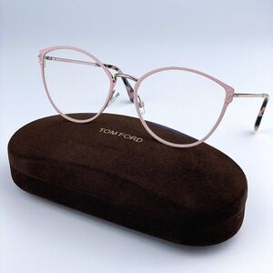 NEW TOM FORD FT5573-B 072 Women Pink Rose Metal Cat Eye Eyeglasses